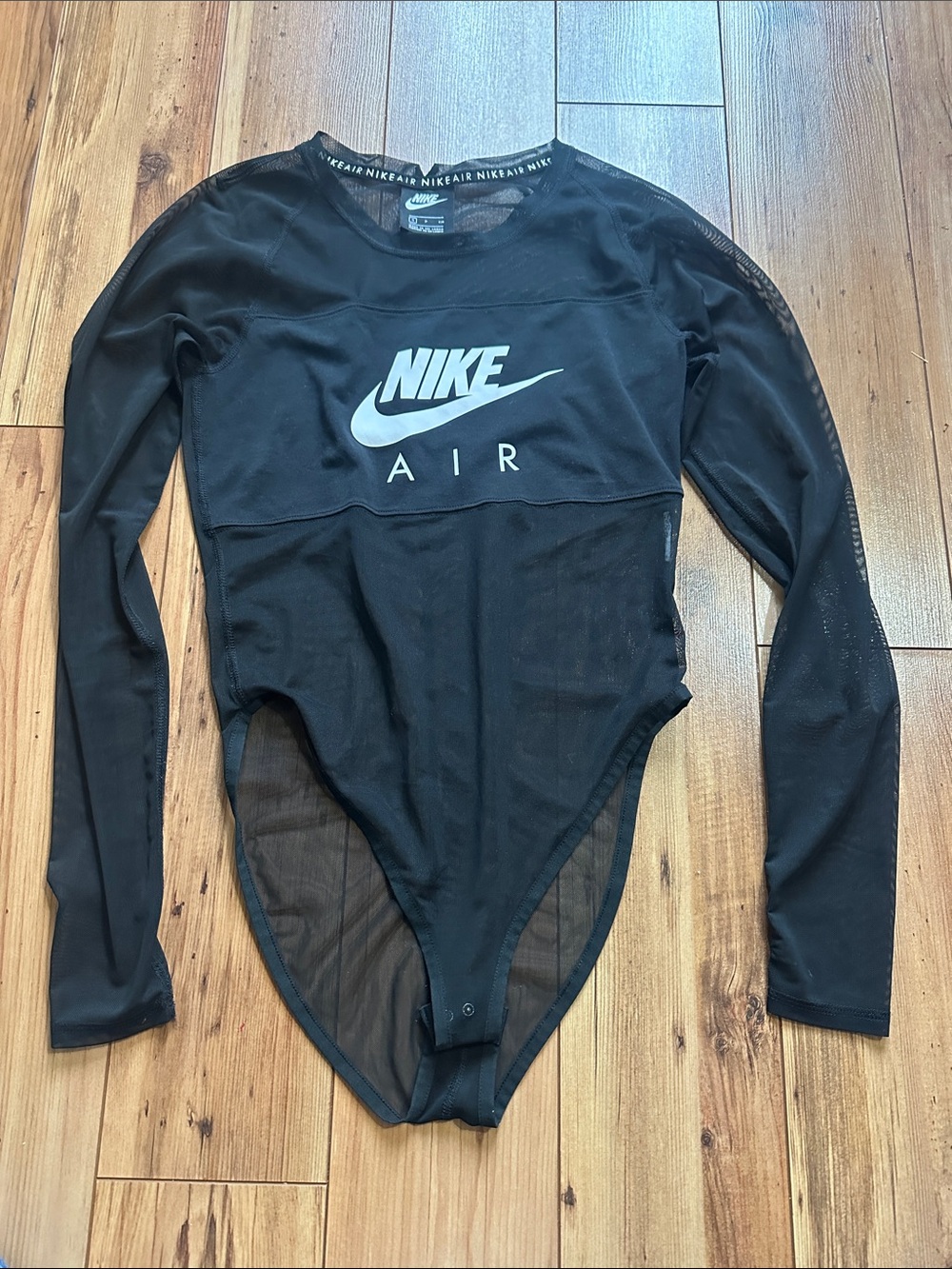 Nike Black Long-Sleeve Air Logo Bodysuit
